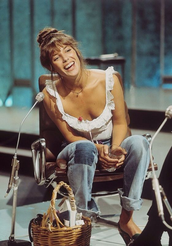 Jane Birkin in Eyelet Top