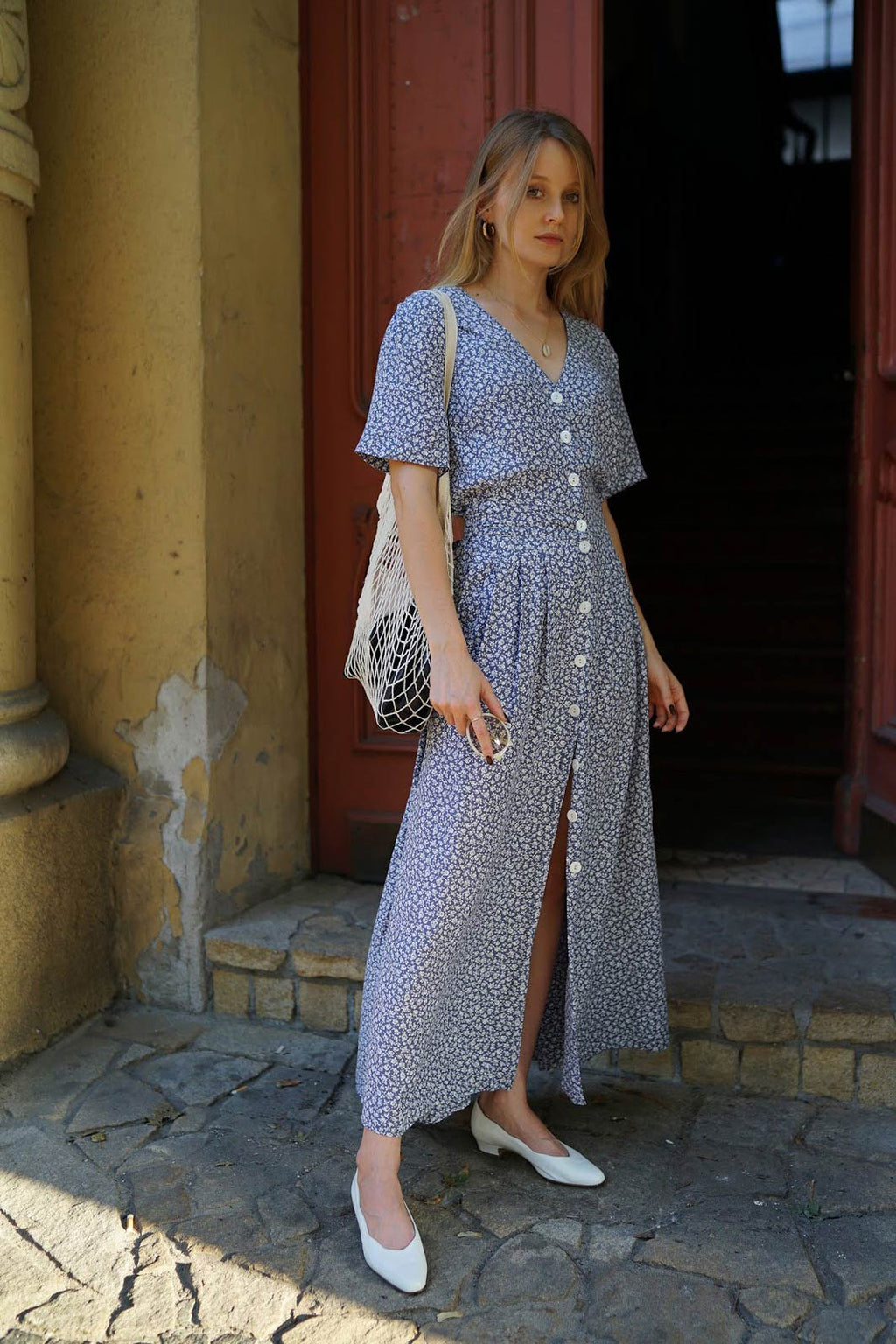 Simple & Feminine In A Printed Maxi Dress