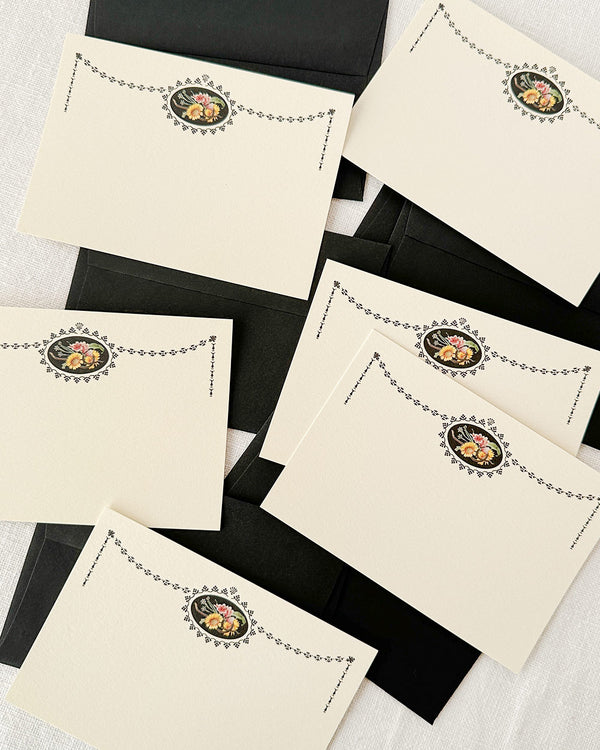 Black Bouquet Notecard Set