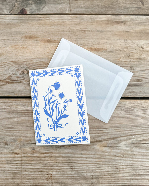 Blue Floral Card - A1