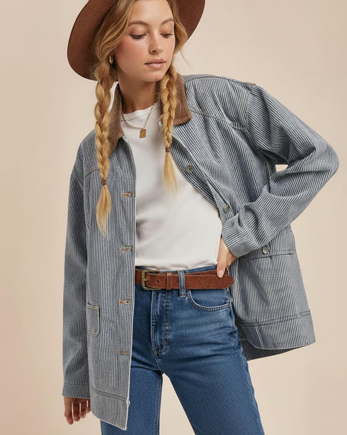 Barton Striped Denim Jacket