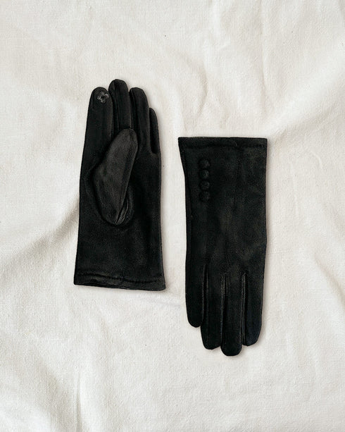 Martigny Button Gloves - Black
