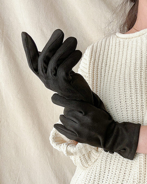 Martigny Button Gloves - Black