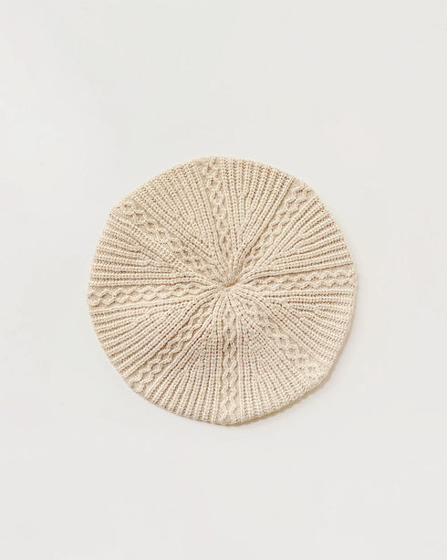 Hutton Knit Beret - Cream-Classic vintage inspired cream crochet ribbed knit beret-Adored Vintage