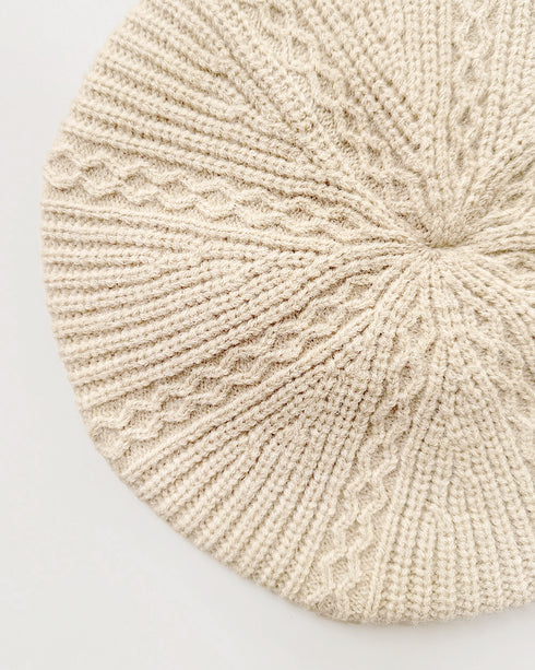 Hutton Knit Beret - Cream-Classic vintage inspired cream crochet ribbed knit beret-Adored Vintage