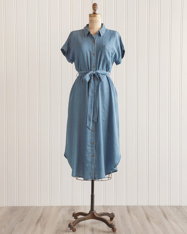 Leith Chambray Shirt Dress