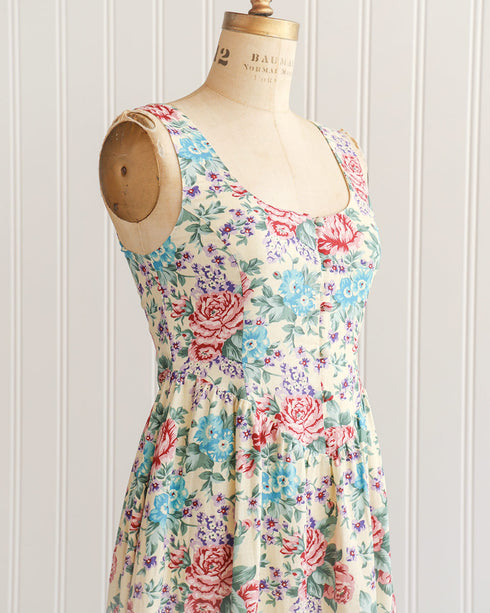 Rosette Linen Dress