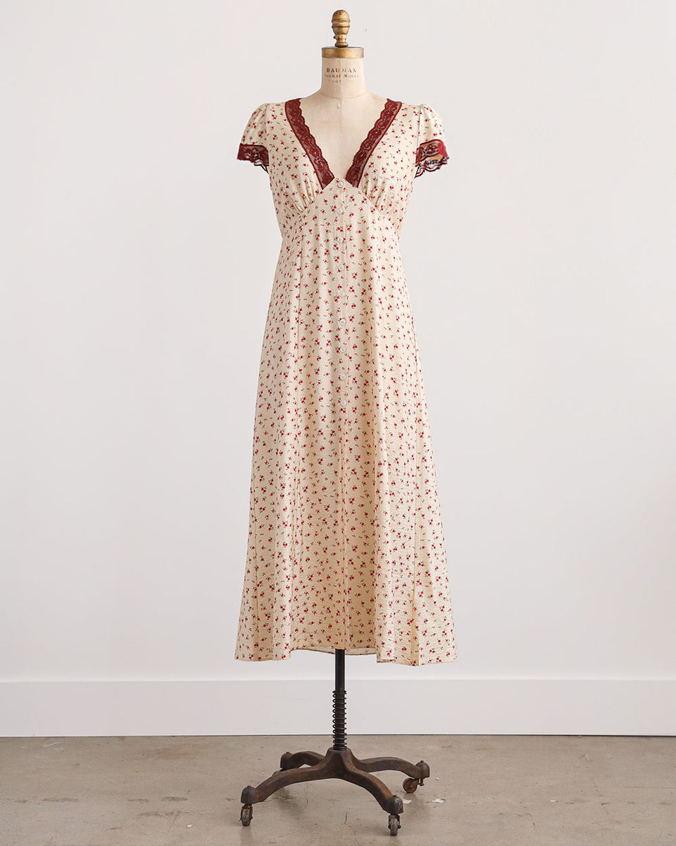 Romantic Feminine Dresses for Women / Eau de Vin Midi Dress / Adored Vintage