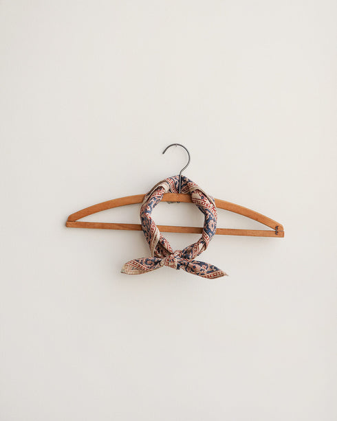 Les Persans Bandana - Shirin-Indian cotton lake blue red block print kalamkari bandana-Adored Vintage