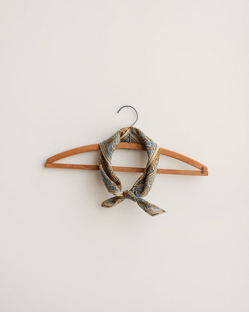 Les Persans Bandana - Nasrin-Indian cotton yellow blue block print kalamkari bandana-Adored Vintage