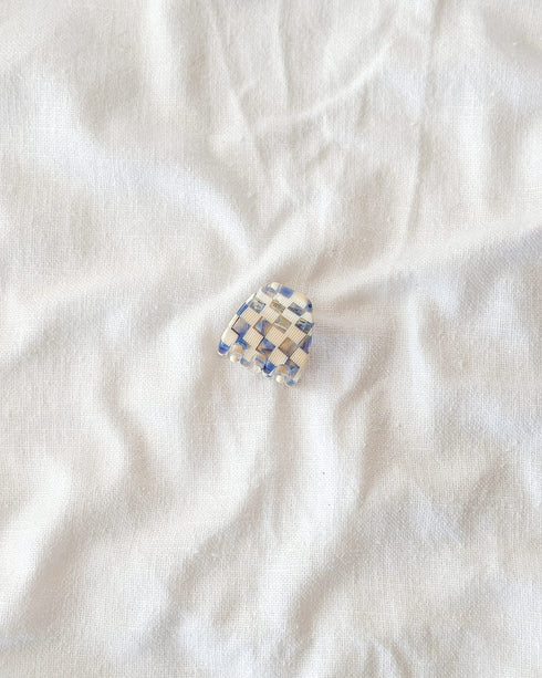 Blue Checkered Mini Hair Claw