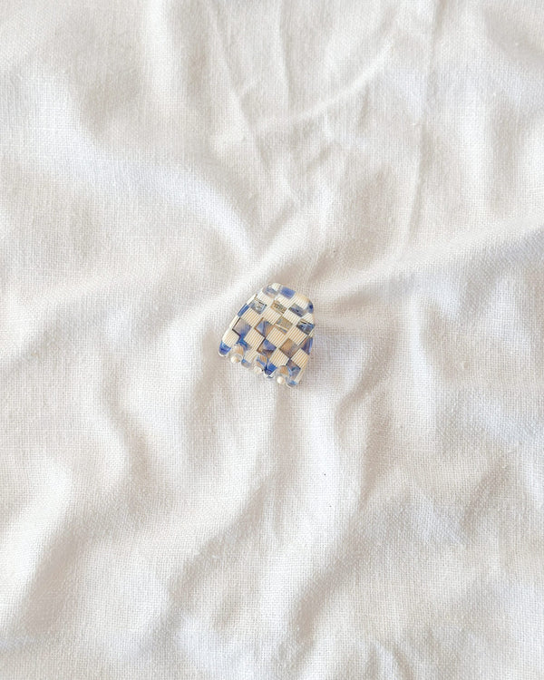 Blue Checkered Mini Hair Claw