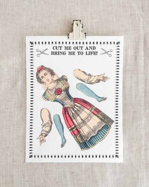 Paper Doll Card - Red & Blue