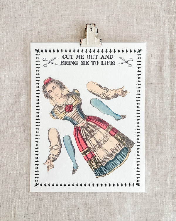 Paper Doll Card - Red & Blue