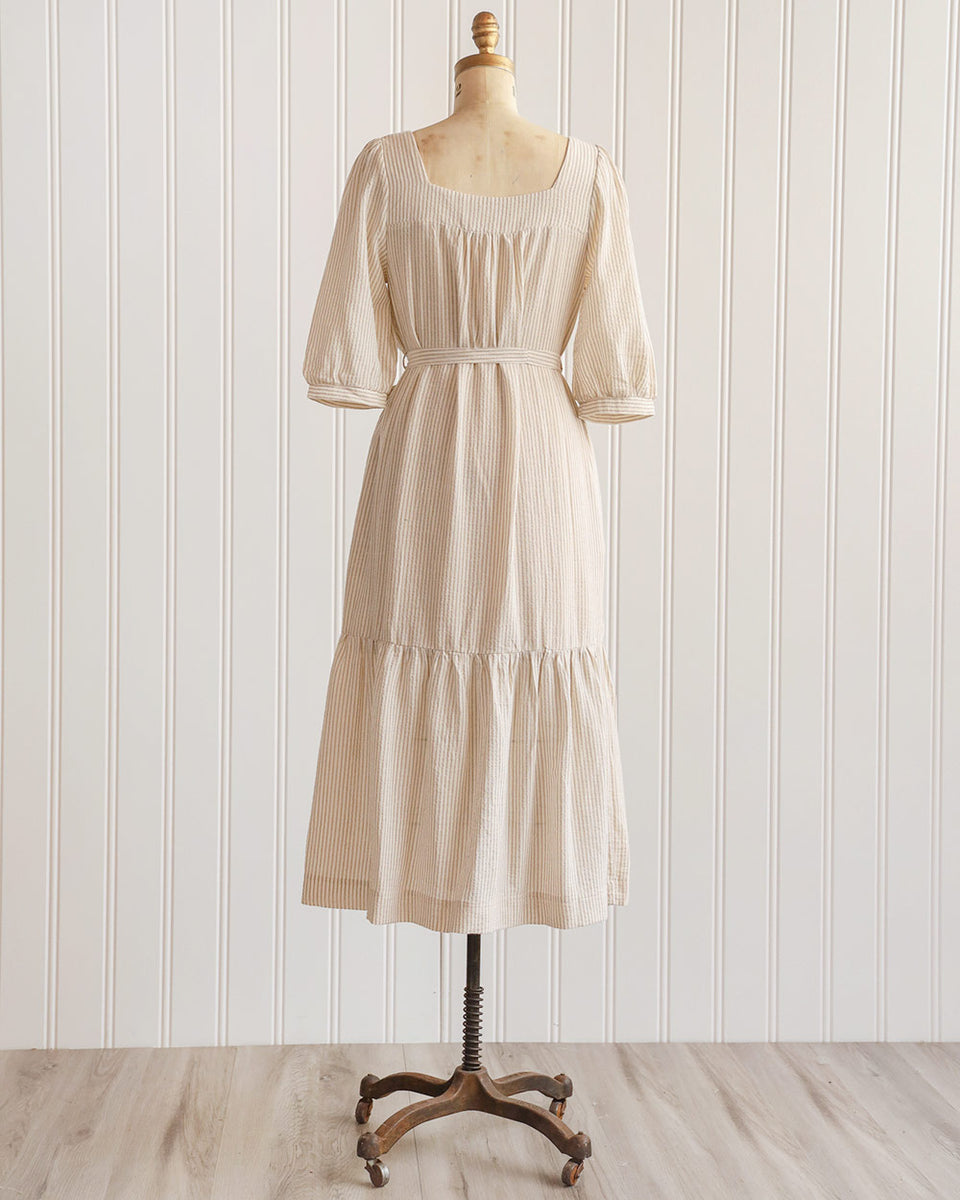 Effortless Romantic Vintage Inspired Clothing / Adored Vintage / Appoline Midi Dress - Tan Effortless Romantic Vintage Inspired Clothing / Adored Vintage / Appoline Midi Dress - Tan