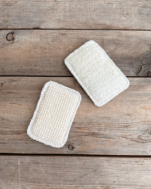 Loofah & Cotton Dish Sponge Set