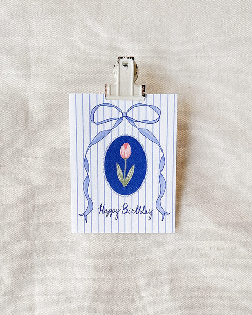 Tulip & Bow Birthday Card