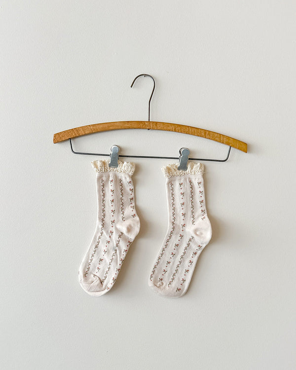 Charlotte Floral Socks - Beige