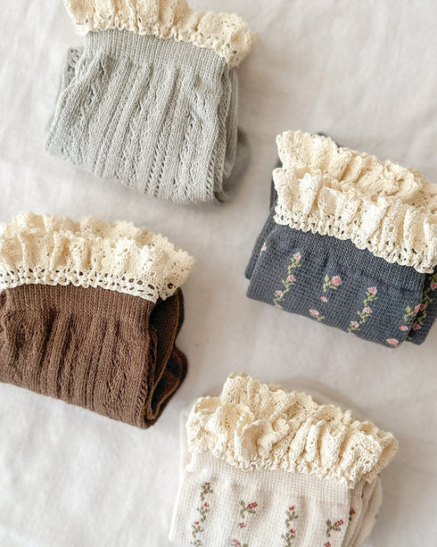 Libby Pointelle Socks - Slate