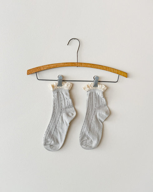Libby Pointelle Socks - Slate