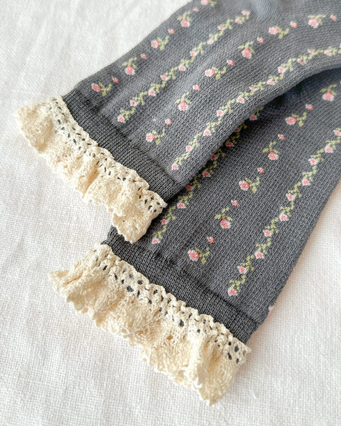 Charlotte Floral Socks - Grey