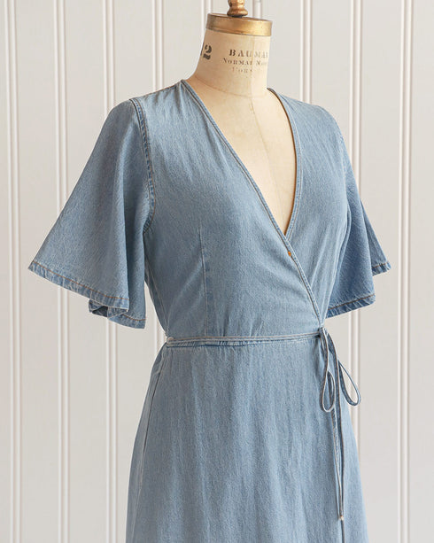 Lydia Chambray Wrap Dress
