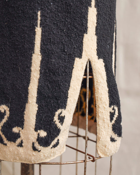 Chandelle Bouclé Dress-Vintage 1940s black knit candle novelty midi dress-Adored Vintage