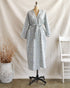 Still Mornings Robe-Vintage inspired blue grey floral block printed cotton robe-Adored Vintage