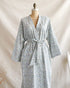 Still Mornings Robe-Vintage inspired blue grey floral block printed cotton robe-Adored Vintage