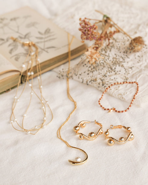 Hooked on a Feeling Necklace-Delicate vintage inspired gold hook pearl pendant necklace-Adored Vintage