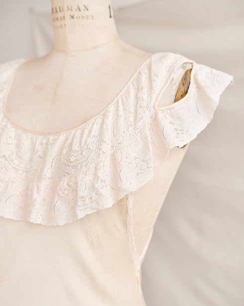 Clara Reclined Slip Dress-Vintage 1930s ivory silk and lace bias cut slip dress-Adored Vintage