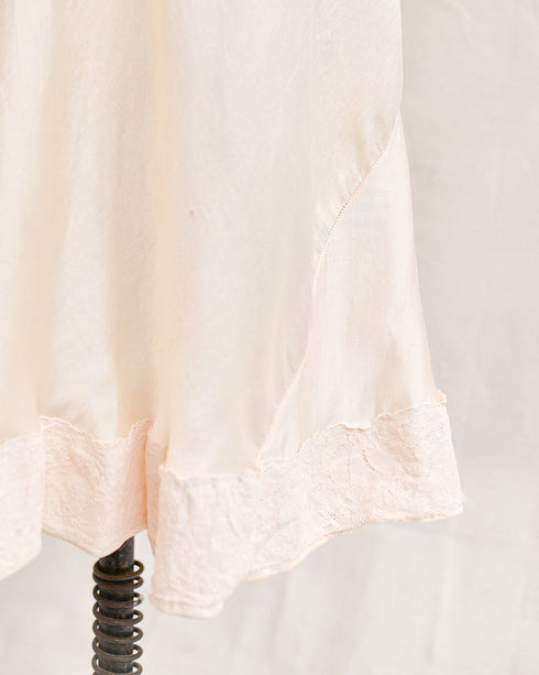 Clara Reclined Slip Dress-Vintage 1930s ivory silk and lace bias cut slip dress-Adored Vintage