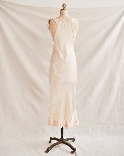 Clara Reclined Slip Dress-Vintage 1930s ivory silk and lace bias cut slip dress-Adored Vintage