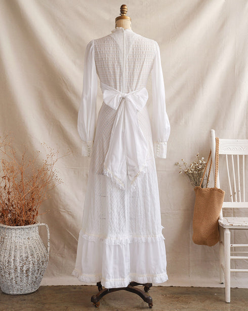 Highgate Cemetery Dress-Vintage 1970s Gunne Sax inspired white maxi dress-Adored Vintage