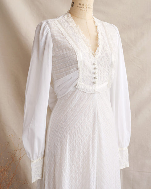 Highgate Cemetery Dress-Vintage 1970s Gunne Sax inspired white maxi dress-Adored Vintage