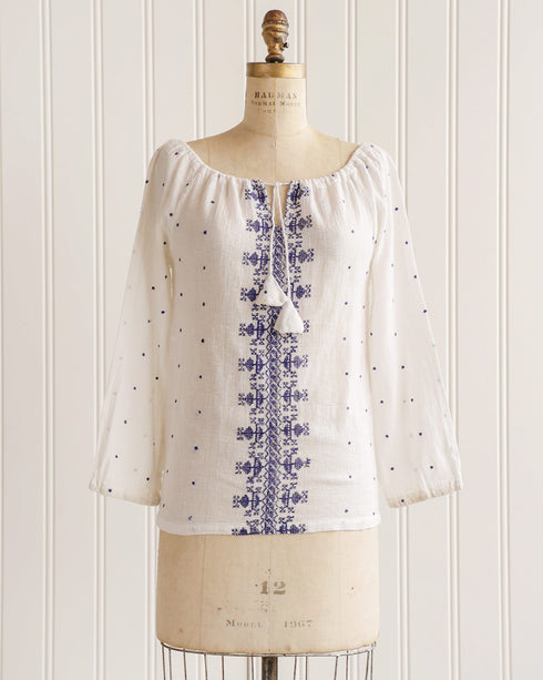 Delilah Embroidered Peasant Top
