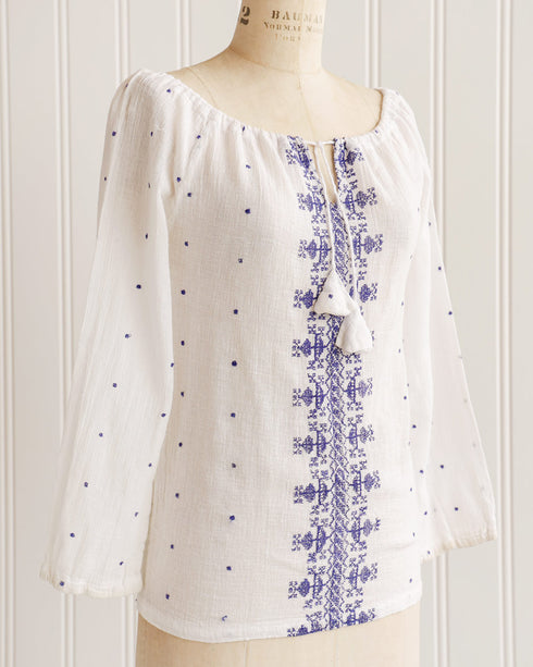 Delilah Embroidered Peasant Top