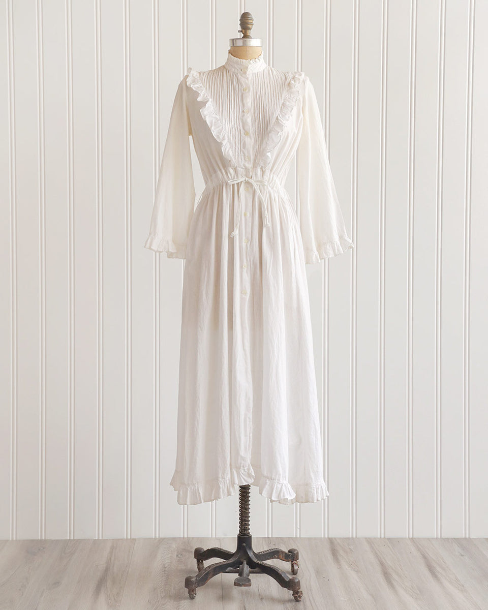 Vintage 1970s White Cotton Prairie Dress / Danced on Meadows Dress