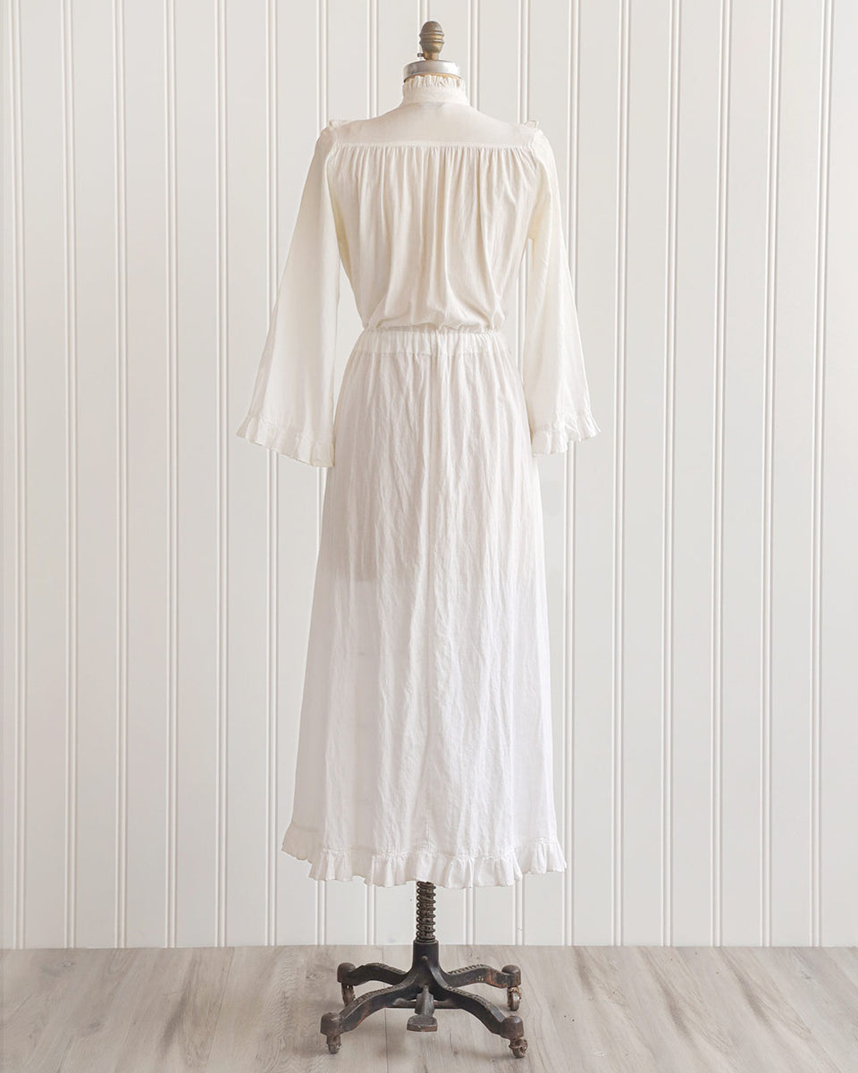 Vintage 1970s White Cotton Prairie Dress / Danced on Meadows Dress