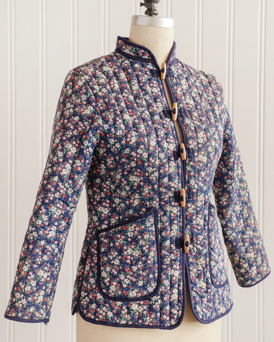 Vintage 1980s Navy Floral Quilted Jacket / Florist Manifesto