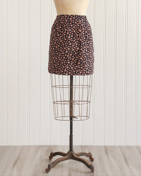 Vintage 90s Dark Navy Floral Mini Skirt / Adored Vintage / Ramona Wrap Mini Skirt