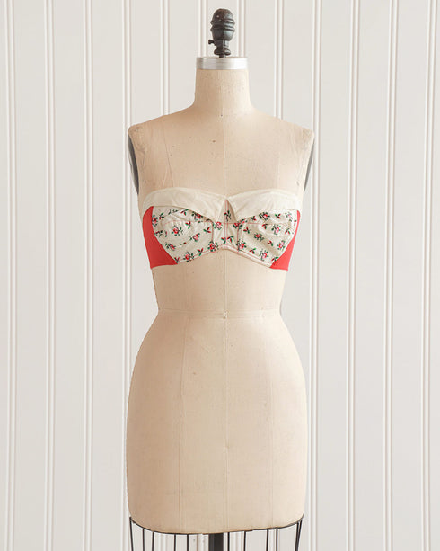1950s Red Floral Bustier