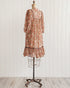 Vintage 1970s Boho Brown Floral Midi Dress / Adored Vintage / Autumn Floristry Dress