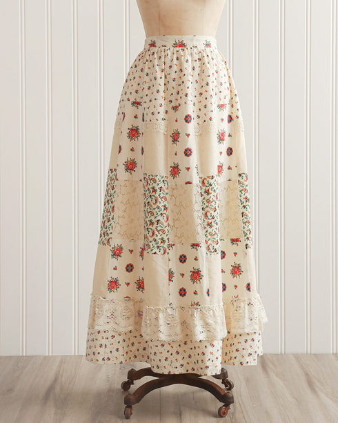 1970s Floral Patchwork Maxi Skirt