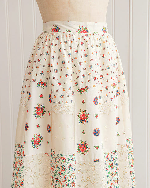 1970s Floral Patchwork Maxi Skirt