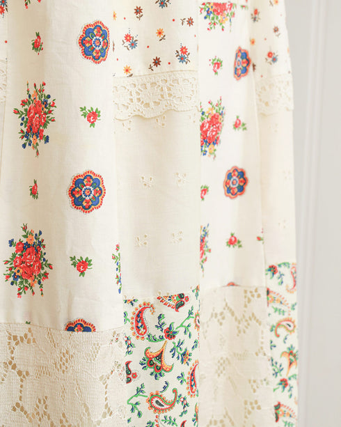 1970s Floral Patchwork Maxi Skirt