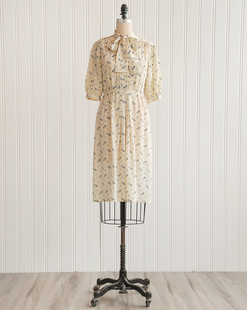 1980s Silk Floral Dress