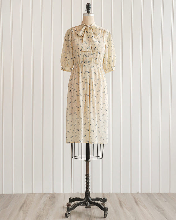 1980s Silk Floral Dress