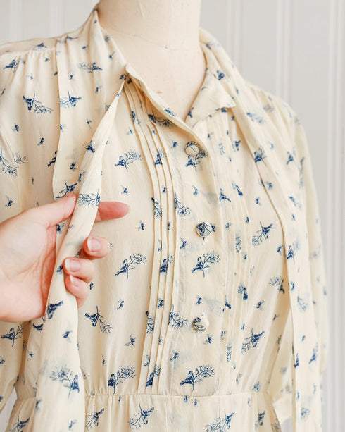 1980s Silk Floral Dress