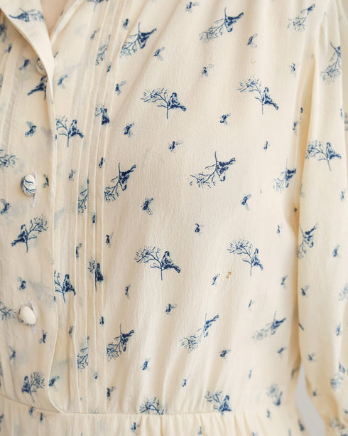 1980s Silk Floral Dress